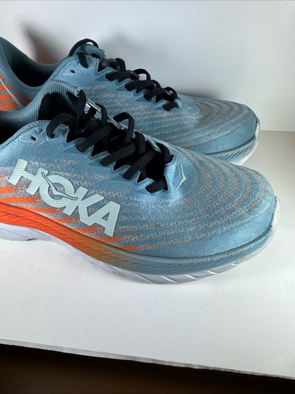 HOKA One One Mach 5 Men’s Size 10.5D Light Blue & Orange Running Shoes - Picture 9 of 12